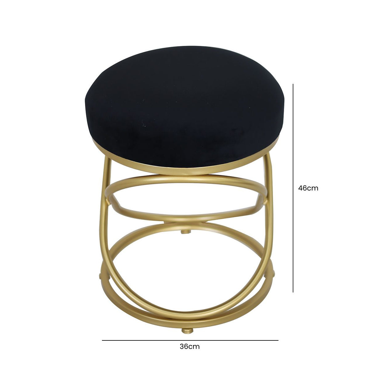 Black Velvet Rizzo Stool With Gold Legs