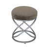 Taupe Velvet Rizzo Stool With Matte Silver Legs