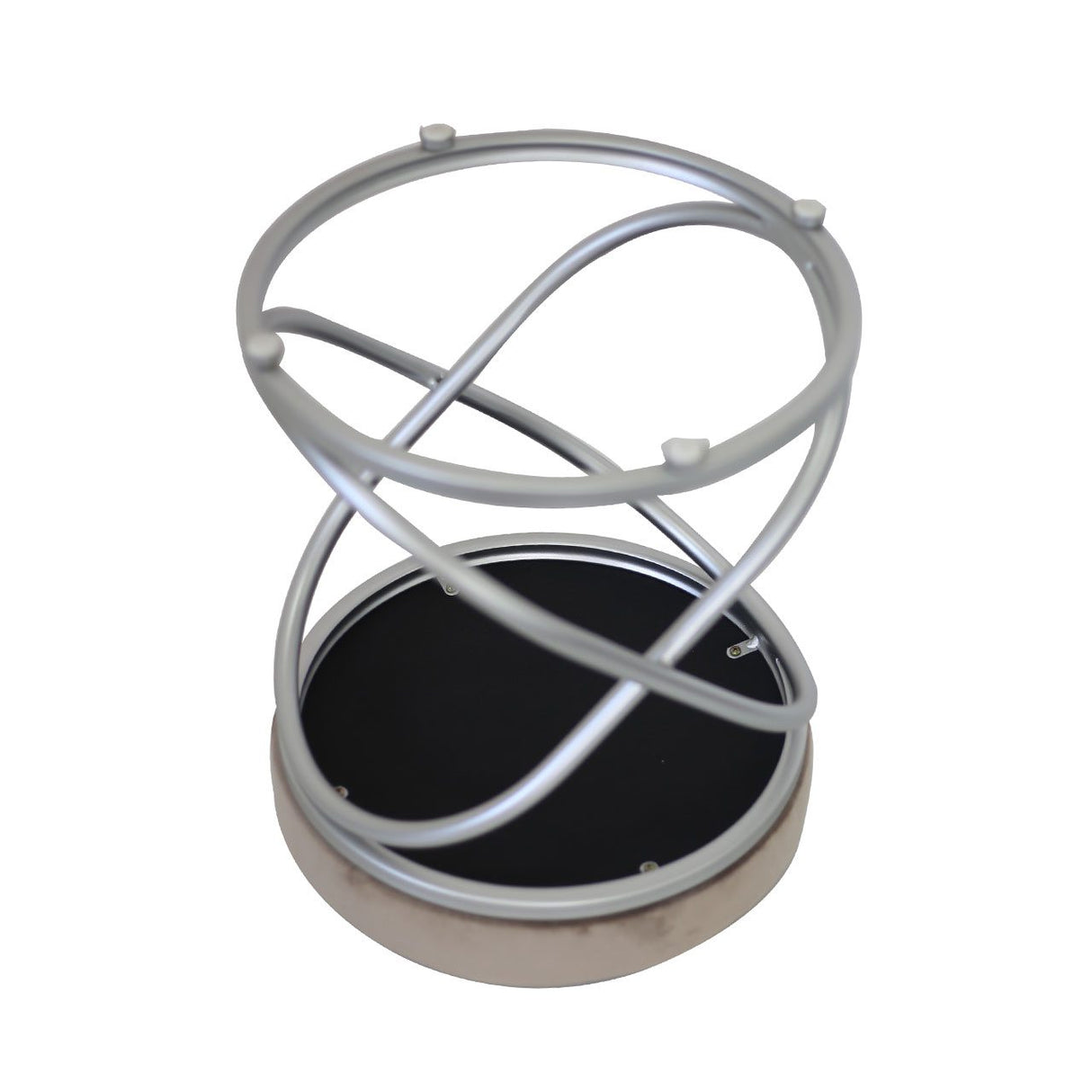 Taupe Velvet Rizzo Stool With Matte Silver Legs