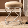Taupe Velvet Rizzo Stool With Matte Silver Legs