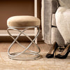 Taupe Velvet Rizzo Stool With Matte Silver Legs