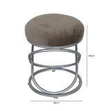 Taupe Velvet Rizzo Stool With Matte Silver Legs