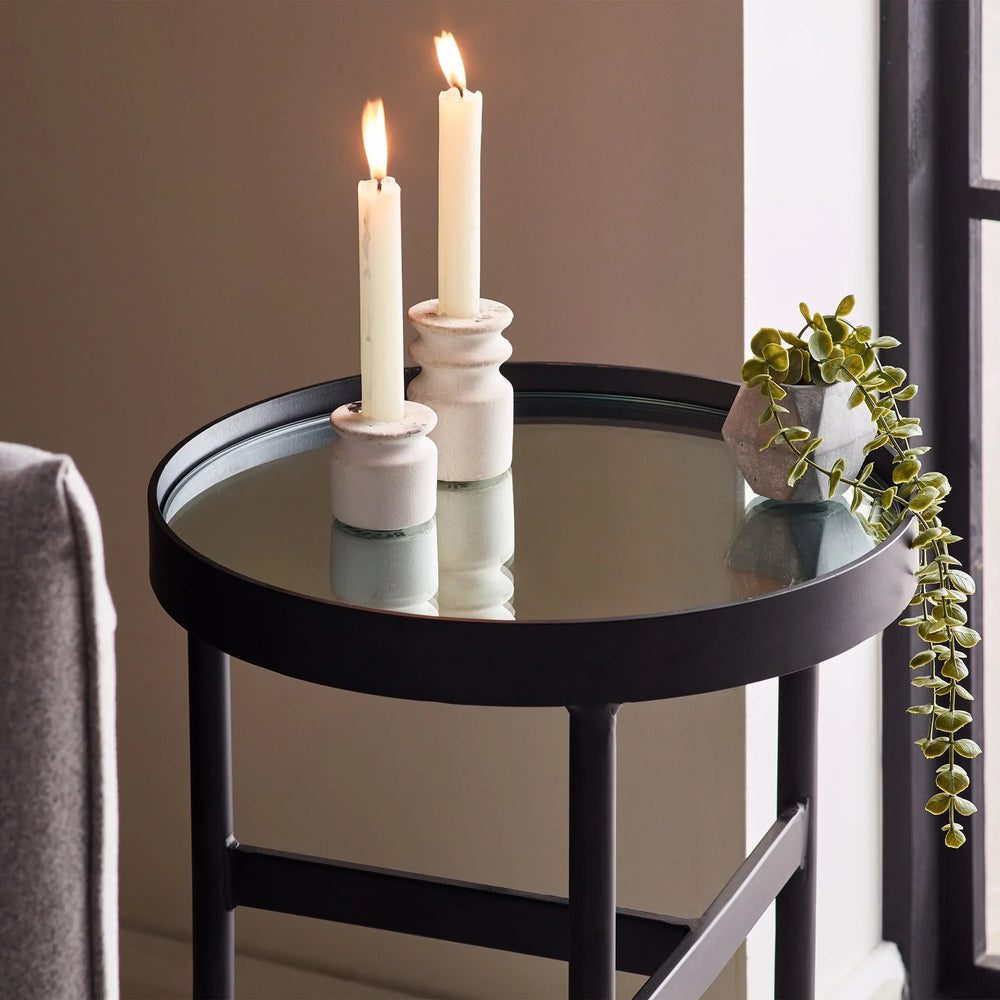 Franki Lamp Table - Glass and Black - FRA002