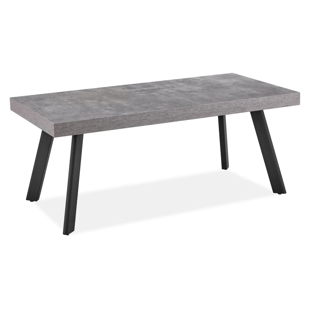 Rectangular concrete effect dining table with black splayed metal legs