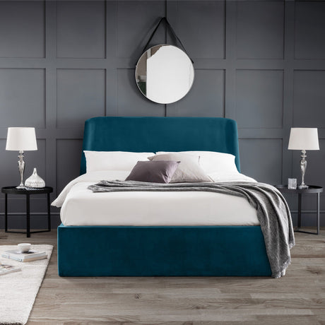 Frida Storage Ottoman Bed - Teal / Double - FRI051
