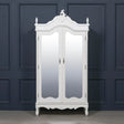 French White Double Mirrored Door Armoire