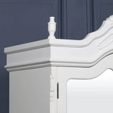 French White Double Mirrored Door Armoire