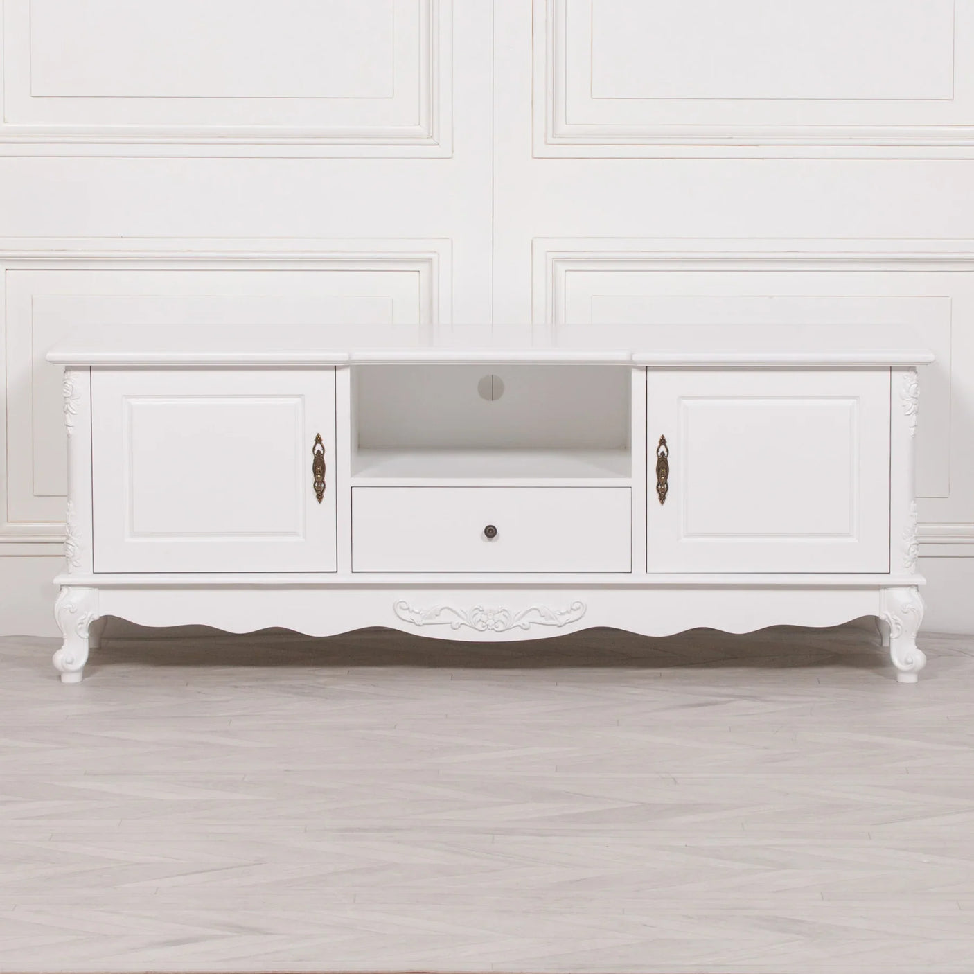French White Large Cabinet TV Unit