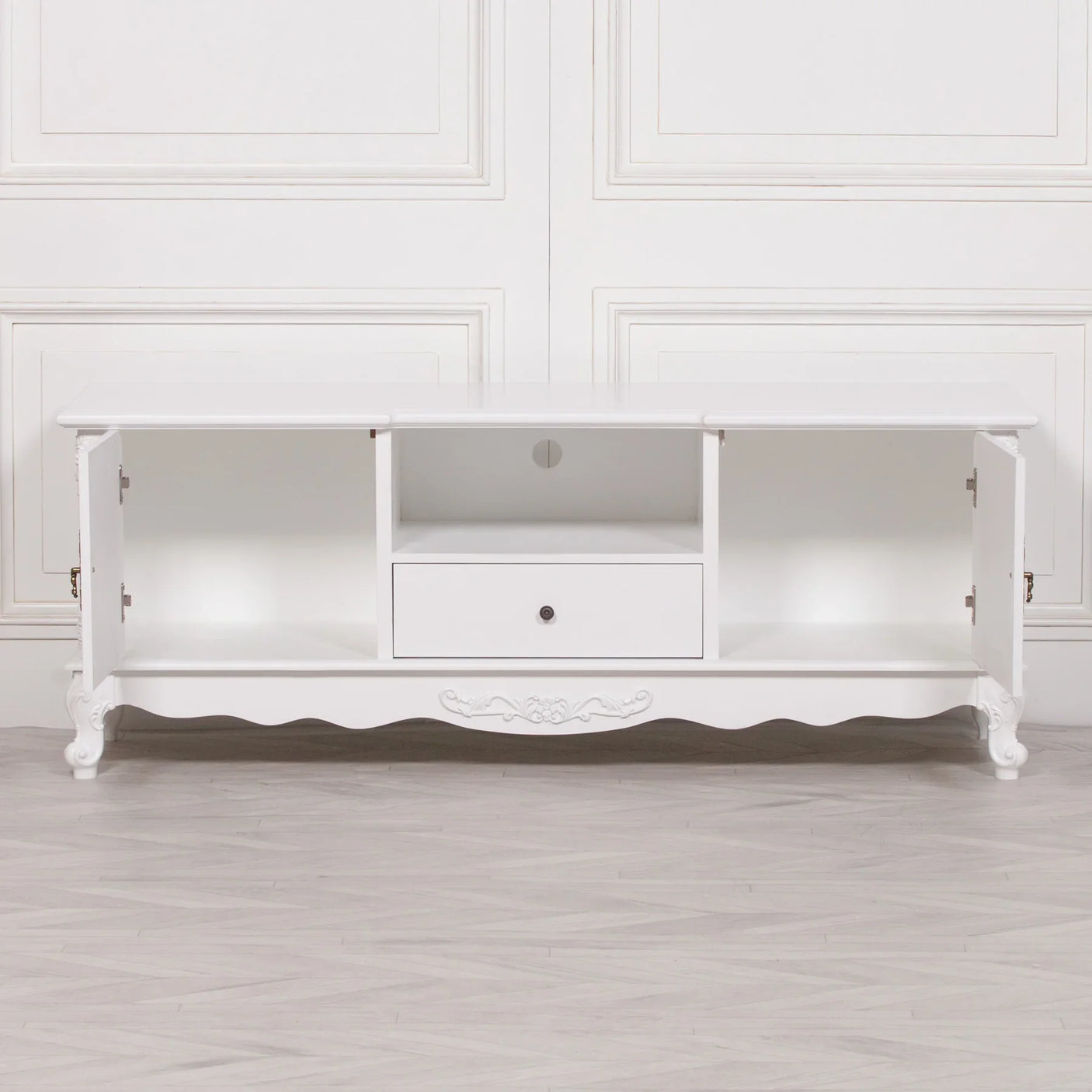 French White Large Cabinet TV Unit