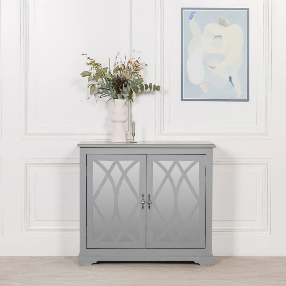 Grey Mirrored 2 Door Cupboard