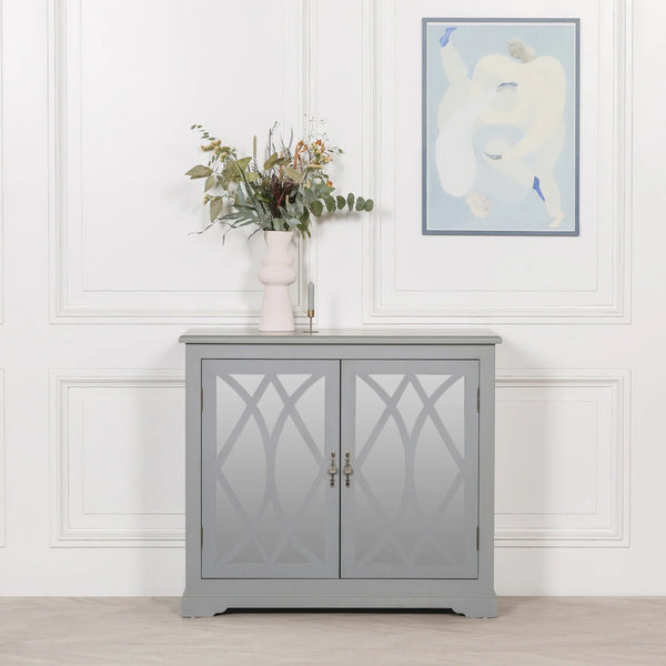 Grey Mirrored 2 Door Cupboard