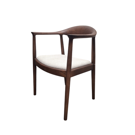 ALUXO Fern Walnut Dining Chair - in Oatmeal Boucle - Box of 2