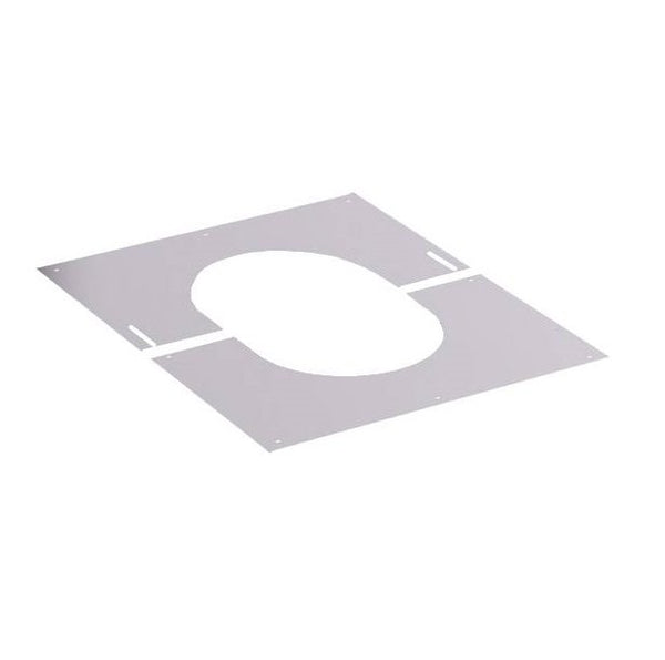 130mm Solinox Finishing Plate at a 45-degree angle, featuring a sleek design with an oval cutout and multiple mounting holes for easy installation.