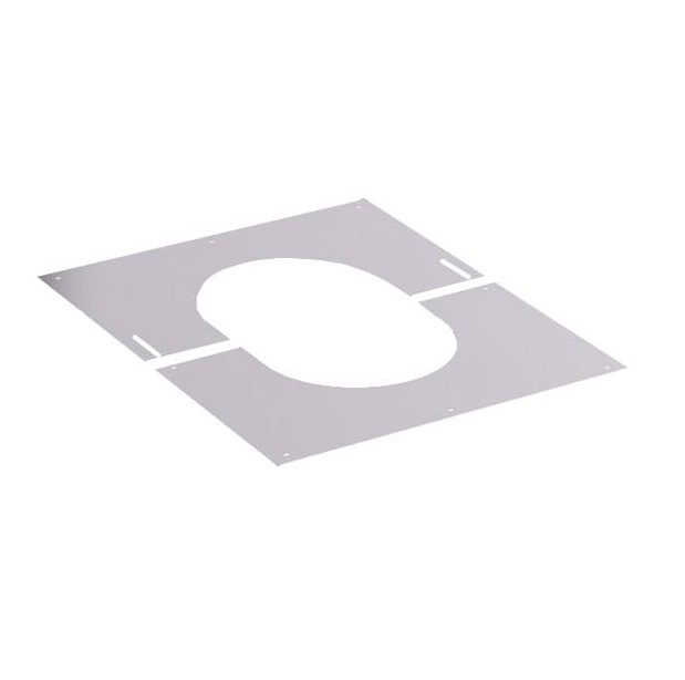 130mm Solinox Finishing Plate at a 45-degree angle, featuring a sleek design with an oval cutout and multiple mounting holes for easy installation.