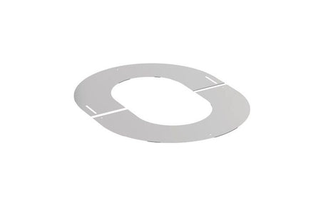 100mm oval finishing plate designed for 0-30 degree applications, featuring a sleek silver finish and precise cutouts for easy installation.