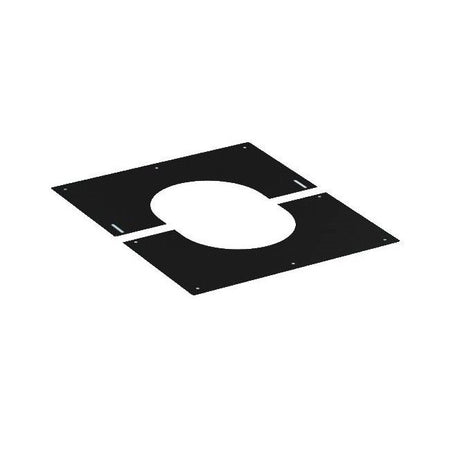130mm black Solinox finishing plate designed for a 30-degree angle, featuring an oval cutout and multiple mounting holes for easy installation.