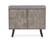 Marble effect 2 door sideboard cabinet with slim black legs on white background
