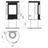 Elite G4 Pedestal 7.7kW Wood Burning (Eco) - Technical Drawing