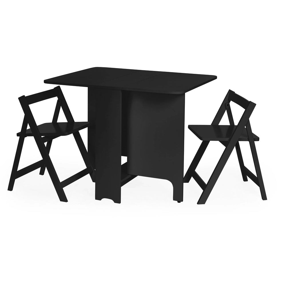 Gatan Small Gateleg Table With 2 Chairs - White - GAT201