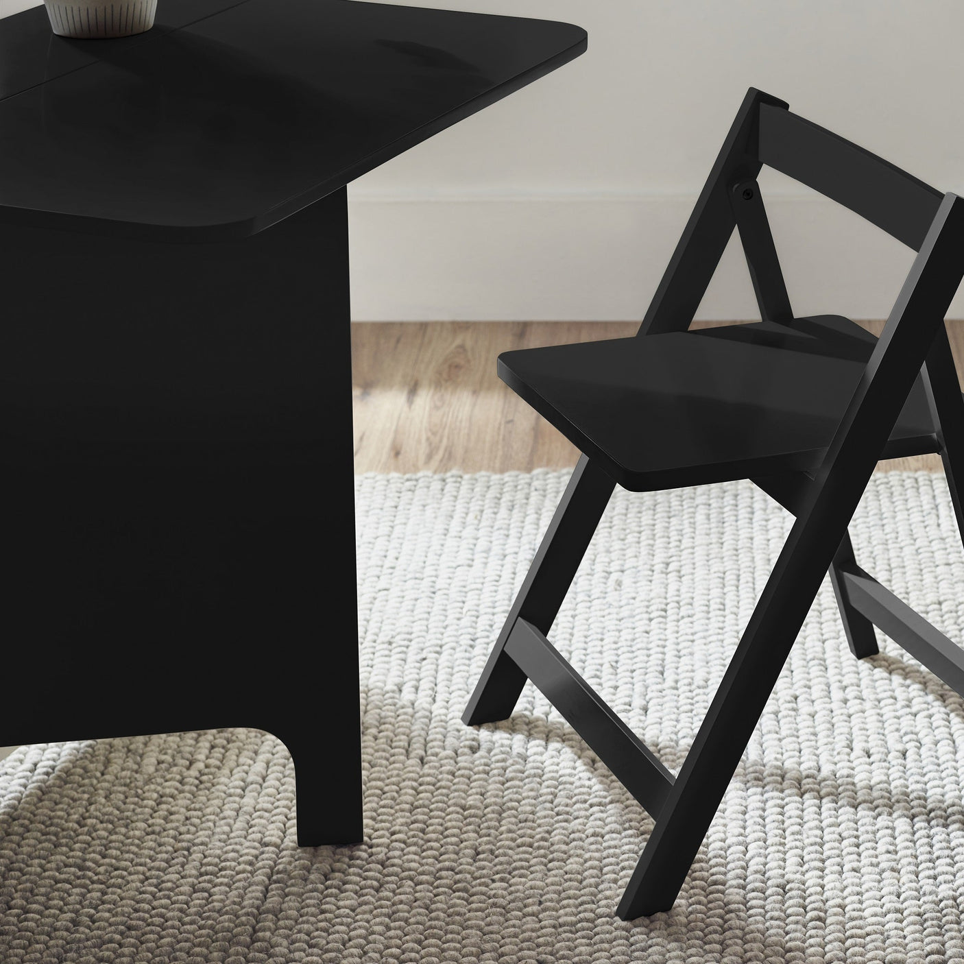 Gatan Small Gateleg Table With 2 Chairs - White - GAT201