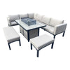 Ripley Beige Rattan Fire Pit Sofa Set – Corner & 3-Seater with Bench
