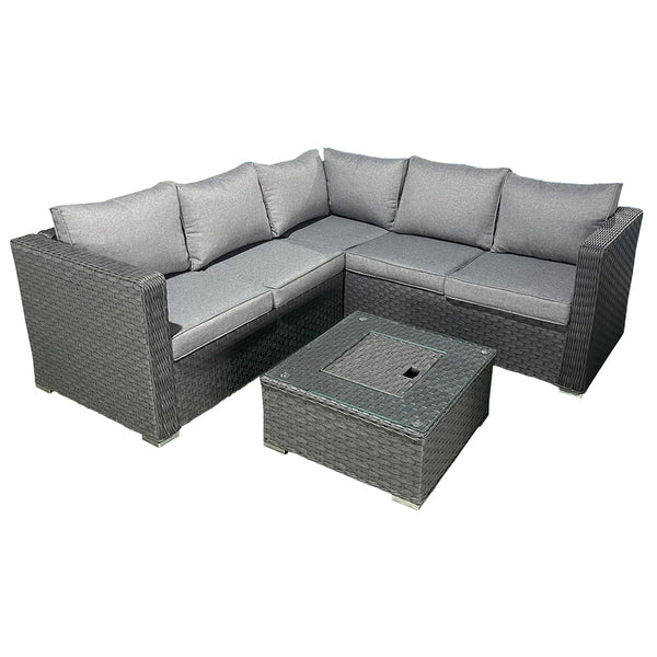 Worbridge Grey Rattan Corner Sofa & Ice Bucket Table