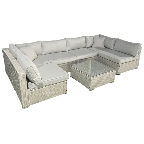 Haddon Modular Grey Rattan Corner Sofa Set with Coffee Table