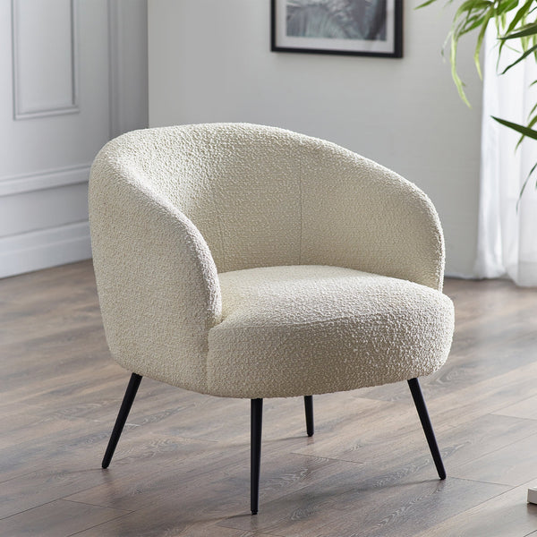 Gigi Boucle Accent Chair - Ivory - GIG001