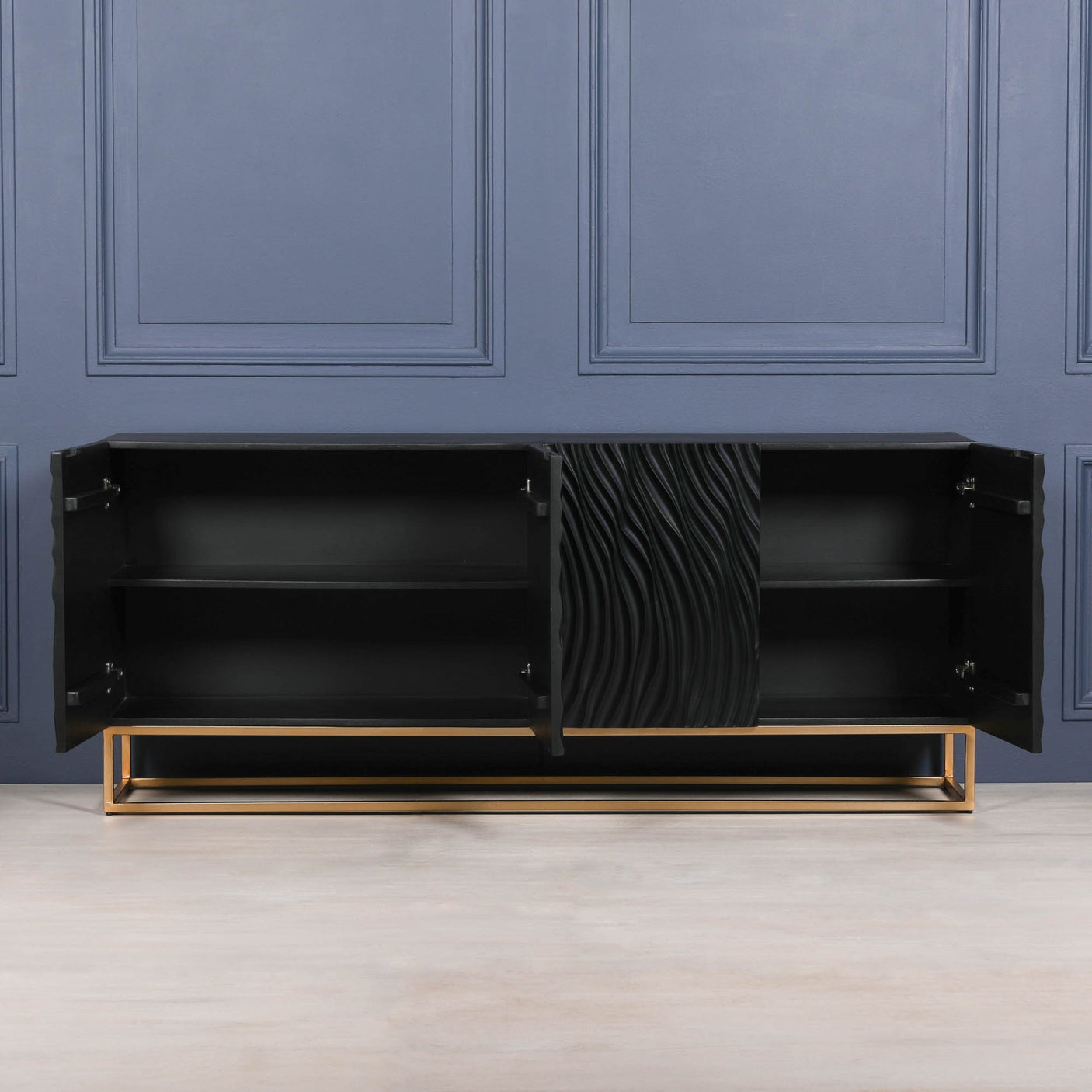 Ripples Black Painted Sideboard