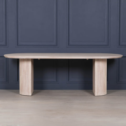 Blanche Acacia Fluted Oval Dining Table