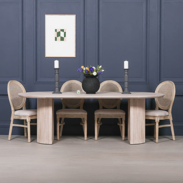 Blanche Acacia Fluted Oval Dining Table