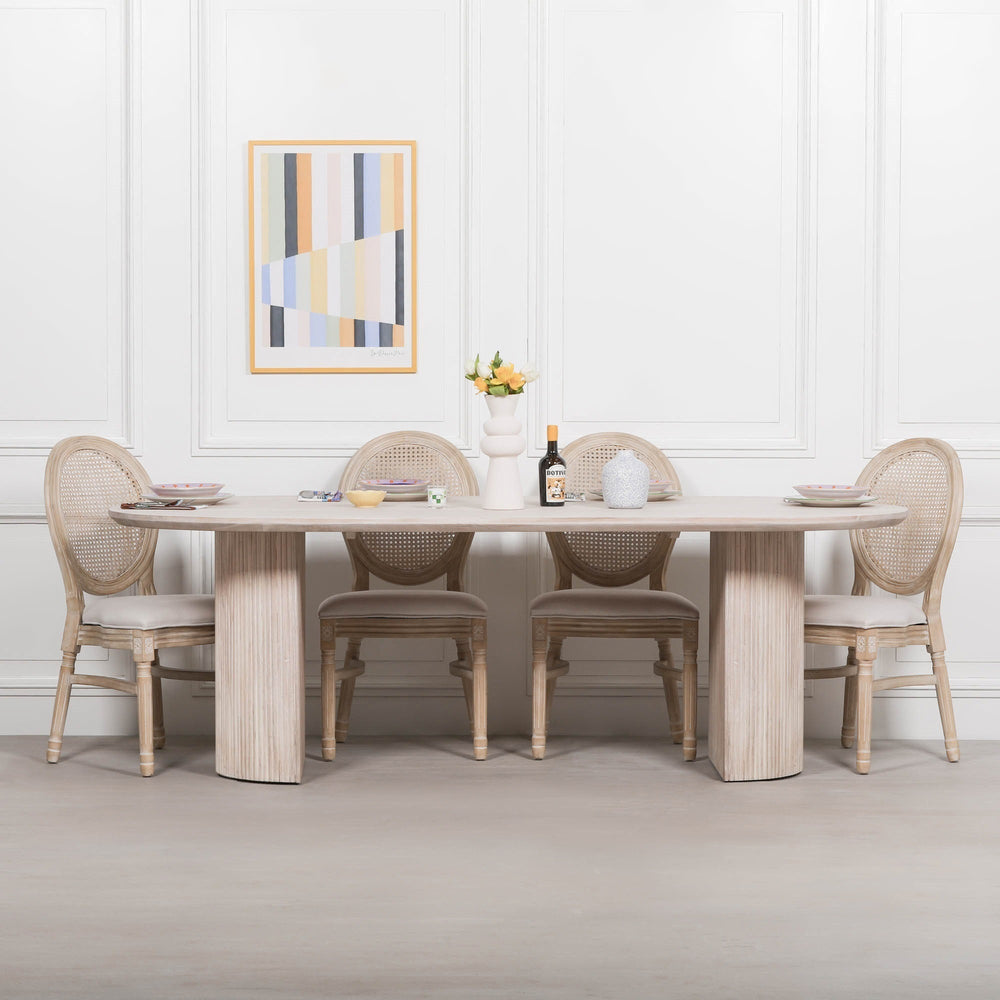 Blanche Acacia Fluted Oval Dining Table
