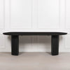 Black Painted Acacia Fluted Oval Dining Table