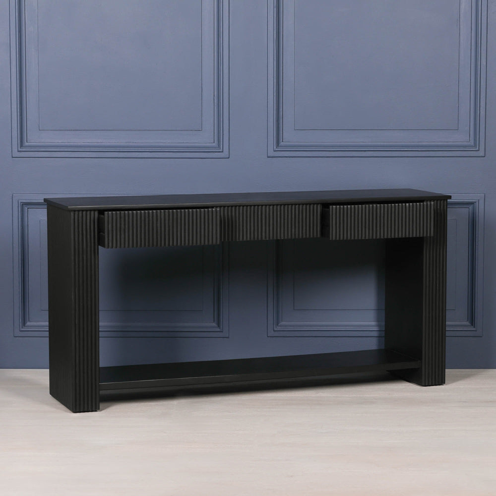 Black Painted Acacia Fluted Console Table