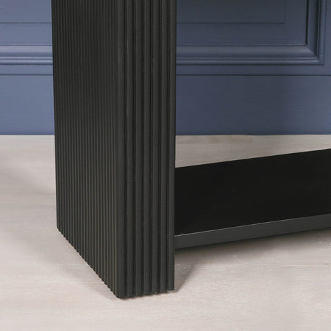 Black Painted Acacia Fluted Console Table