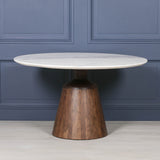 Wooden Acacia Natural Marble Top Dining Table