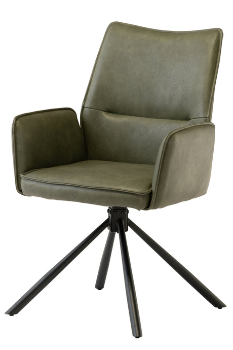 Stylish Green PU Dining Armchair for Modern Interiors