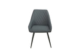 Midnight blue dining chair with diamond-stitched backrest and slim black legs, front view