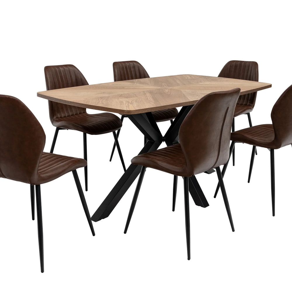 Elegant 1.6m Medium Oak Veneer Dining Table for Stylish Dining Rooms