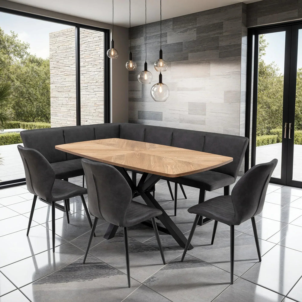 Elegant 1.6m Medium Oak Veneer Dining Table for Stylish Dining Rooms