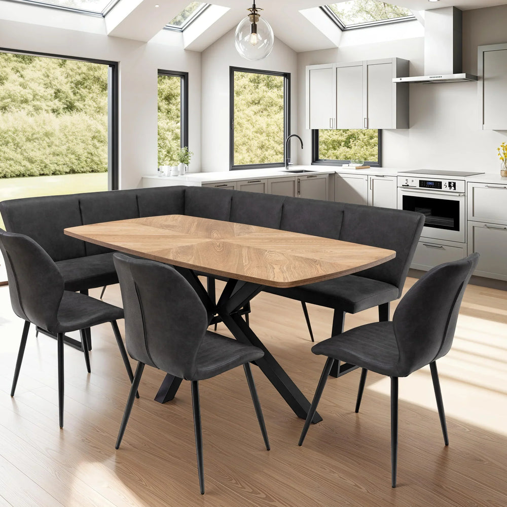 Elegant 1.6m Medium Oak Veneer Dining Table for Stylish Dining Rooms