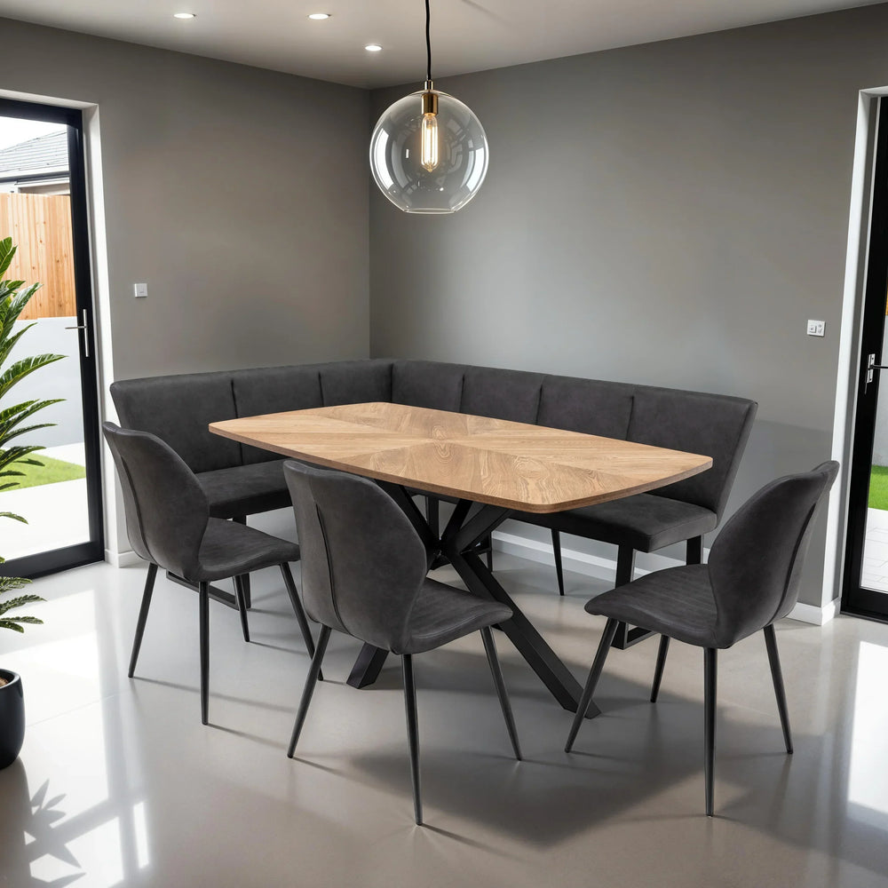 Elegant 1.6m Medium Oak Veneer Dining Table for Stylish Dining Rooms