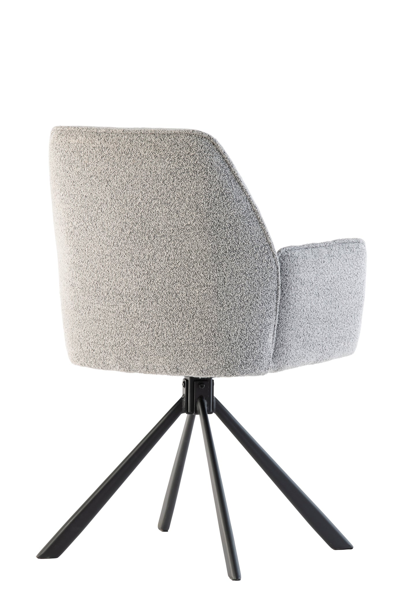 Stylish Grey Boucle Swivel Dining Chair with Black Legs