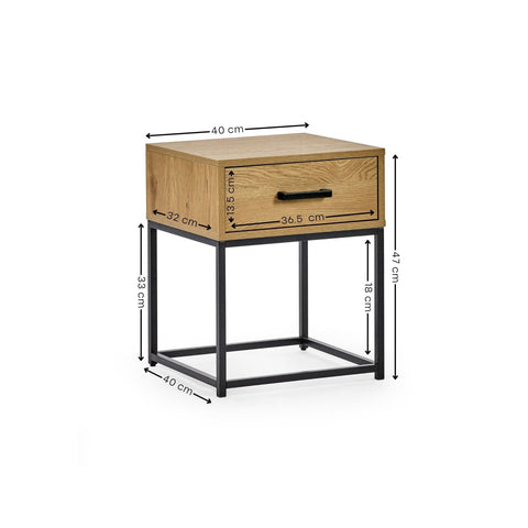 Harlow 1 Drawer Bedside - Oak - HAR501