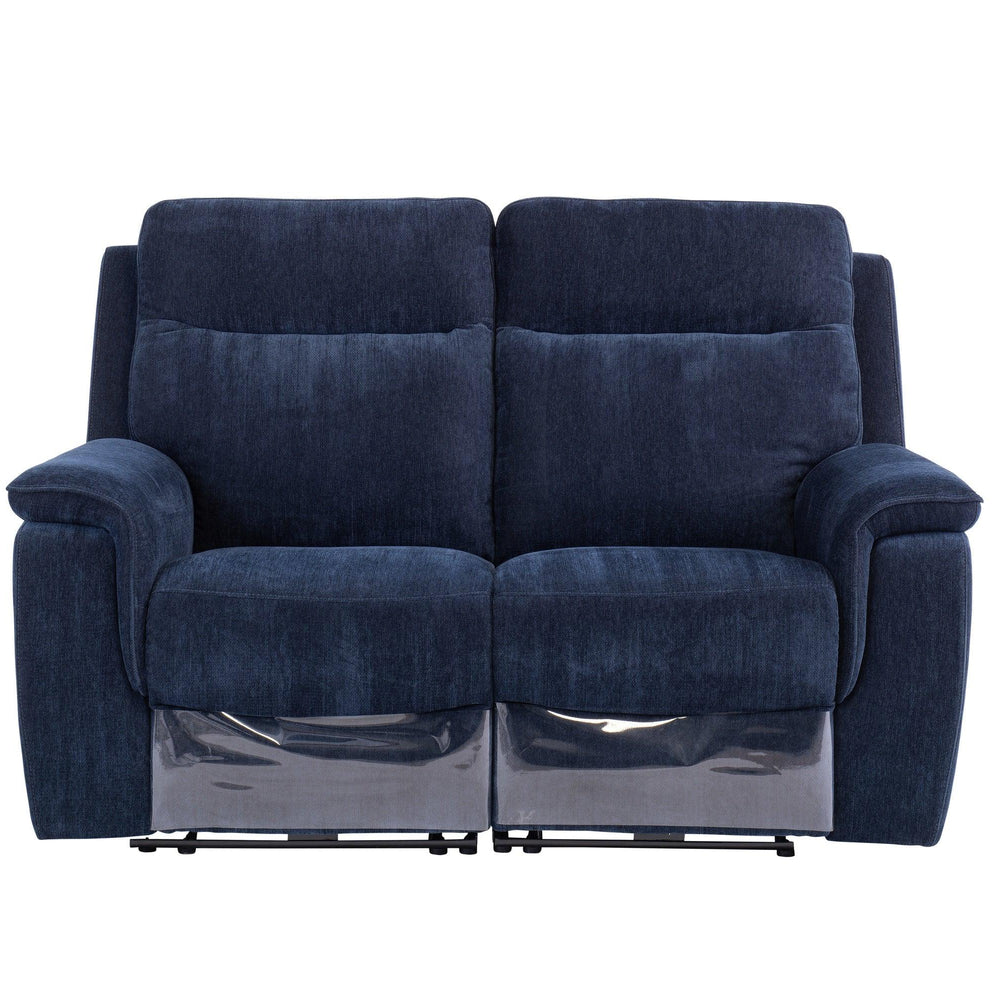 Blue Fabric Electric Reclining 2-Seater Sofa for Ultimate Comfort