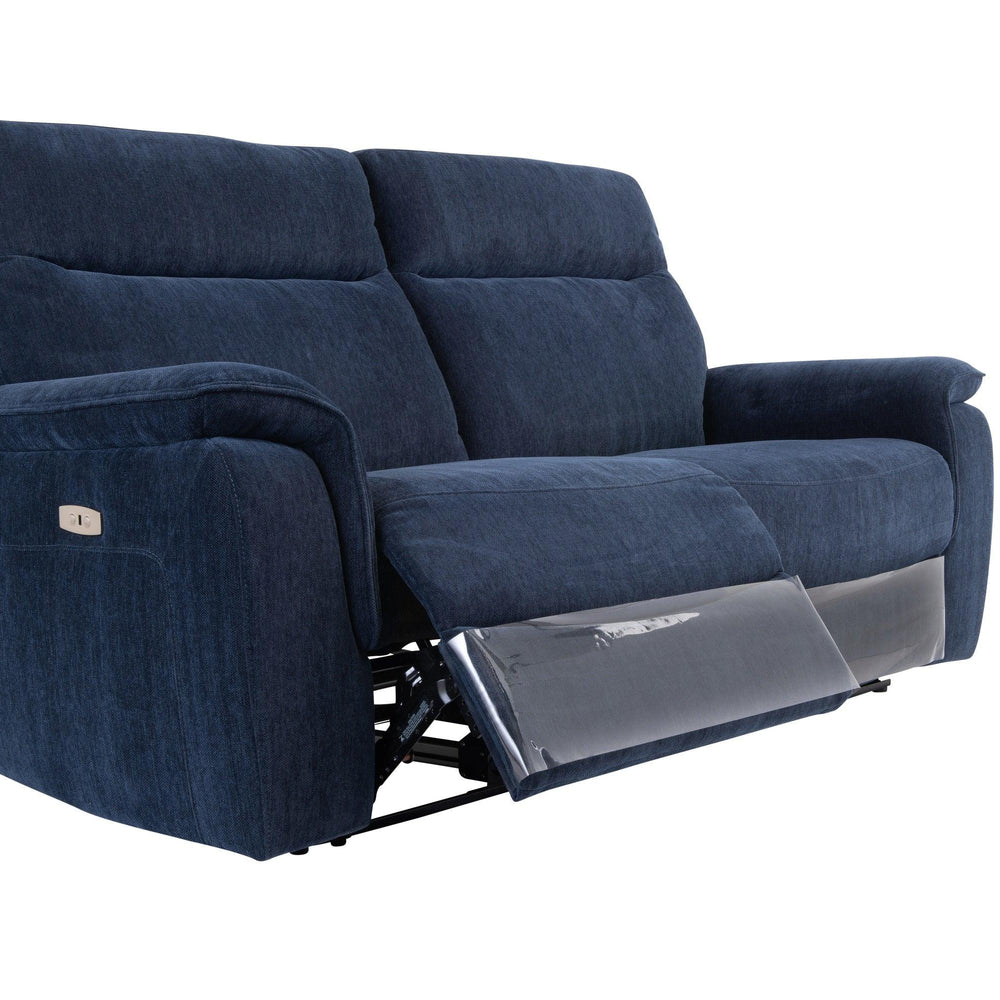 Blue Fabric Electric Reclining 3-Seater Sofa for Ultimate Comfort