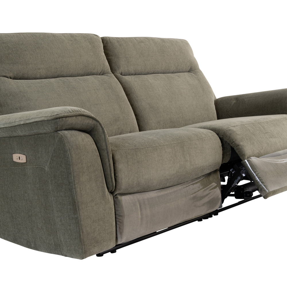 Moss Green Electric 3-Seater Recliner Sofa in Soft Fabric