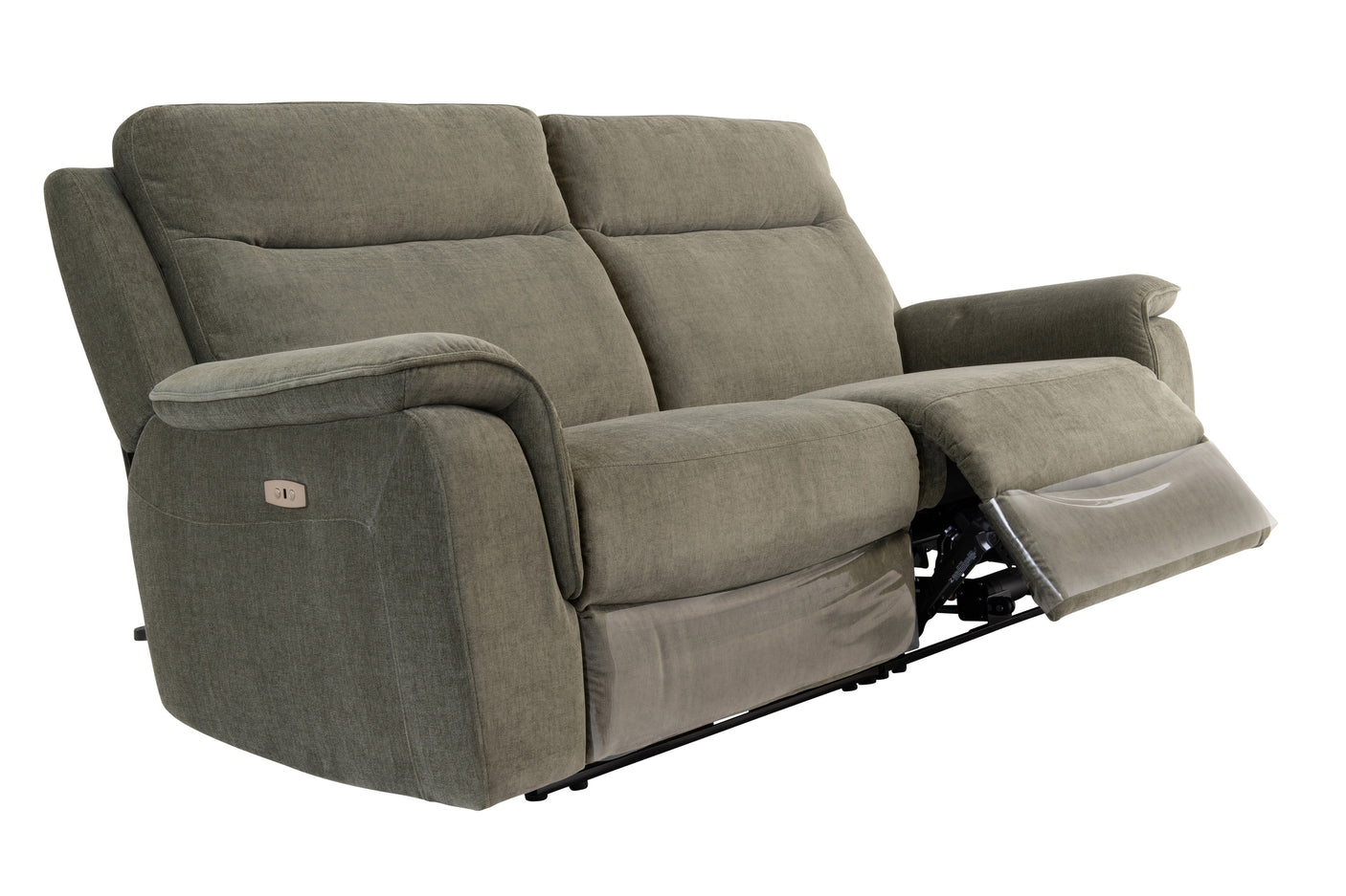 Moss Green Electric 3-Seater Recliner Sofa in Soft Fabric