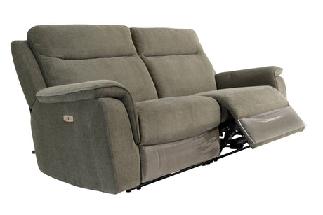 Moss Green Electric 3-Seater Recliner Sofa in Soft Fabric