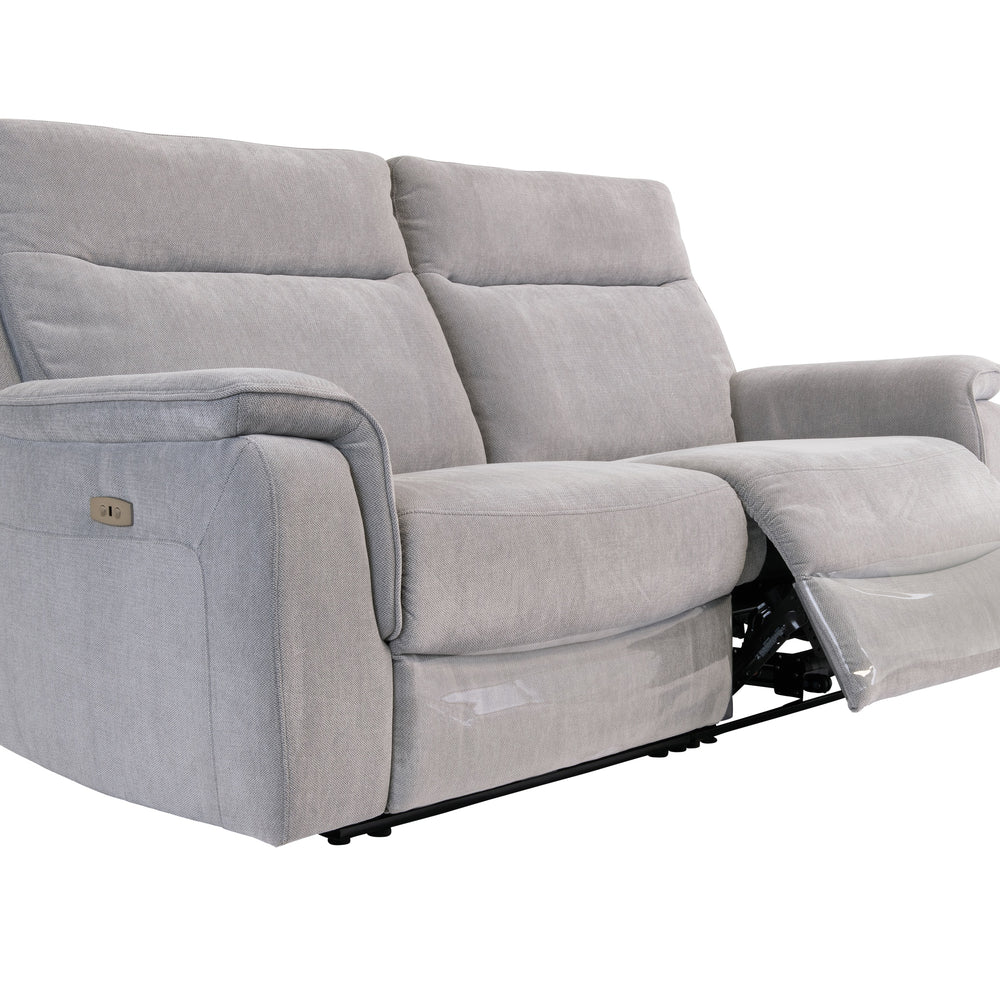 Electric 3-Seater Recliner Sofa in Silver Grey Fabric